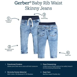 Baby Neutral Light Blue Rib Waist Skinny Denim Jeans