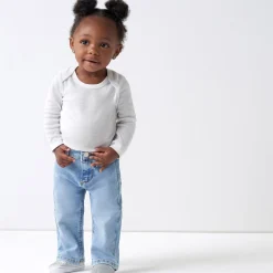 Baby Neutral Light Blue Straight Fit Denim Jeans With Elastic Back