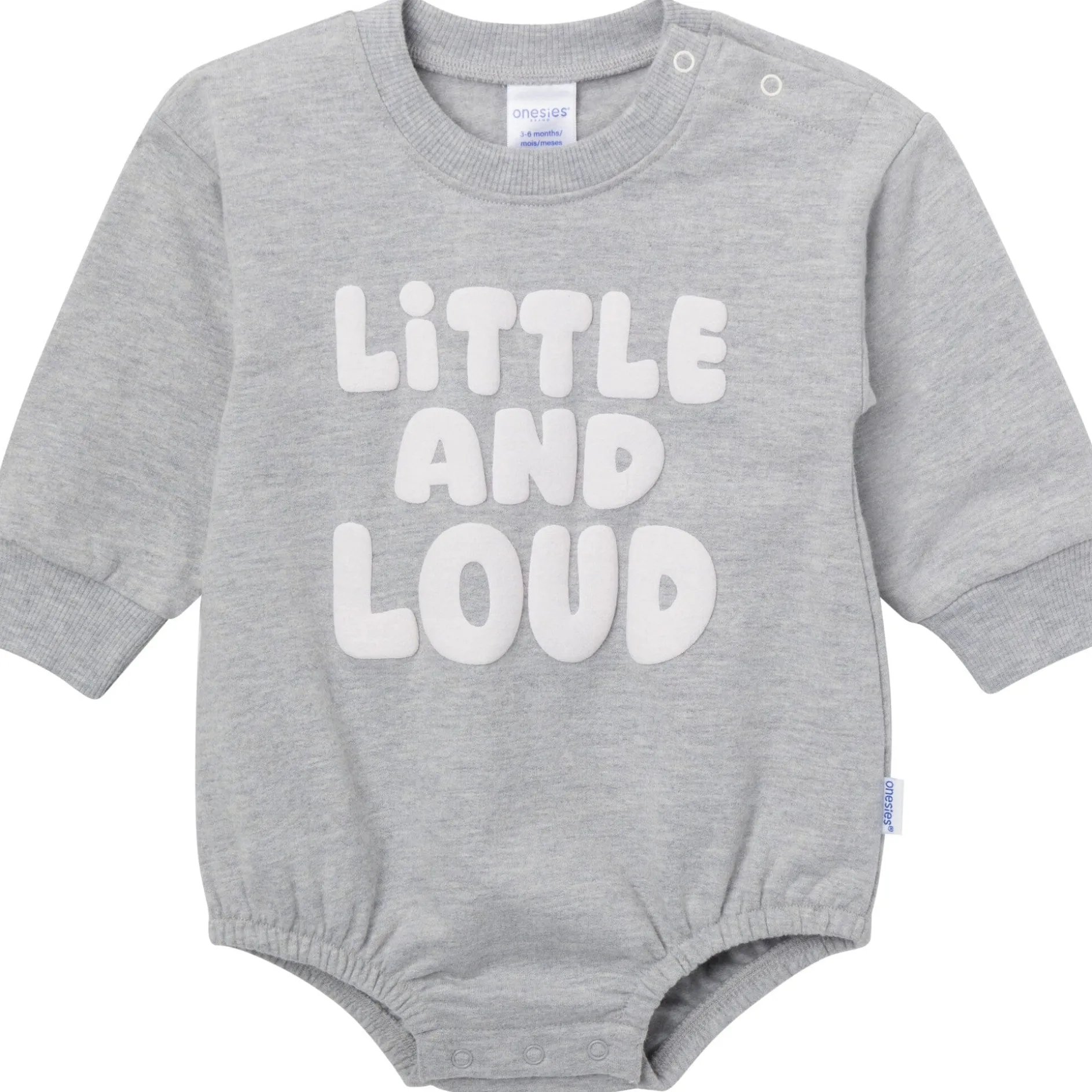 Baby Neutral Little and Loud Sweatshirt Bubble Romper
