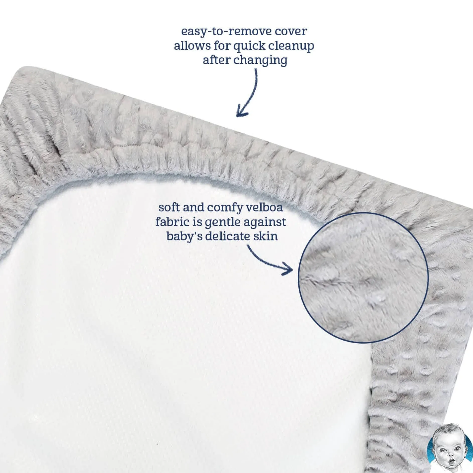 Baby Neutral Navy Dotted Changing Pad Cover