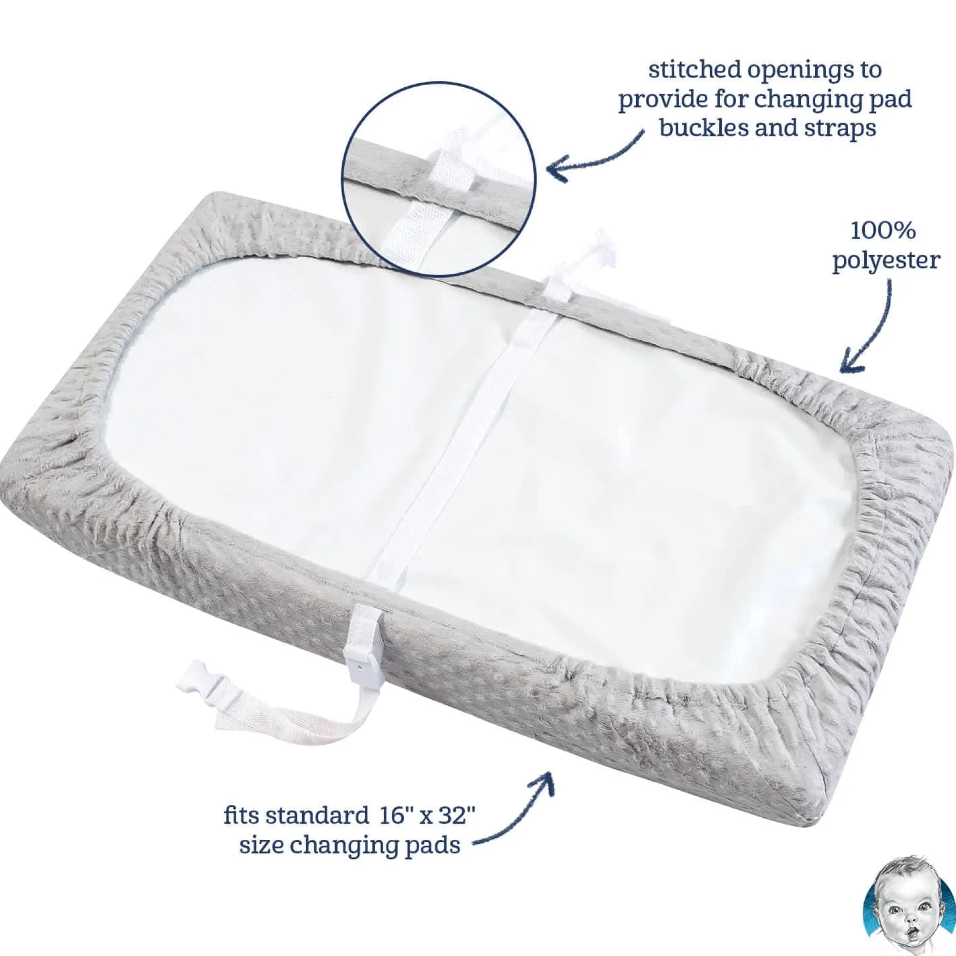 Baby Neutral Navy Dotted Changing Pad Cover