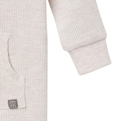 Baby Neutral Oatmeal Heather Kangaroo Pocket Waffle Romper