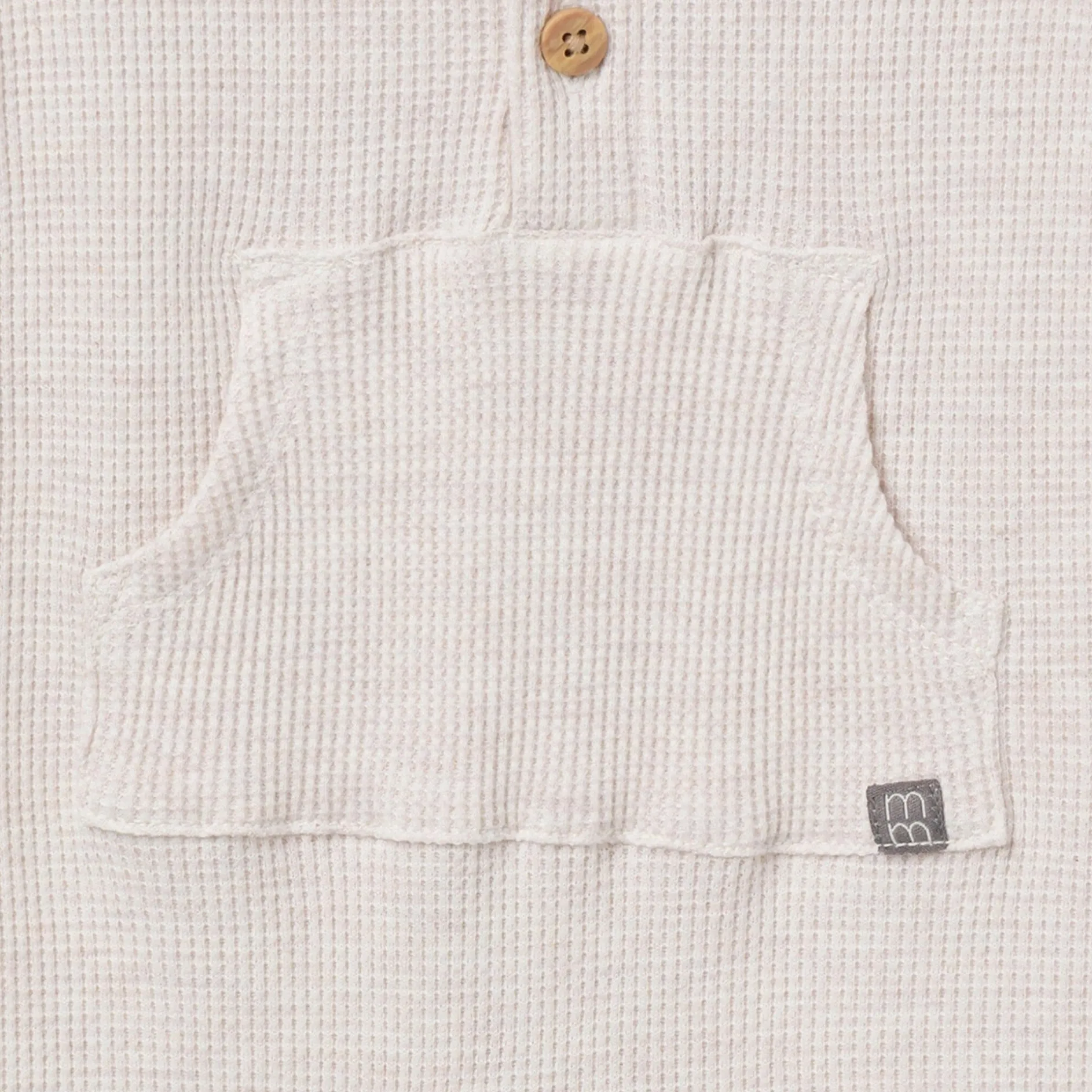Baby Neutral Oatmeal Heather Kangaroo Pocket Waffle Romper