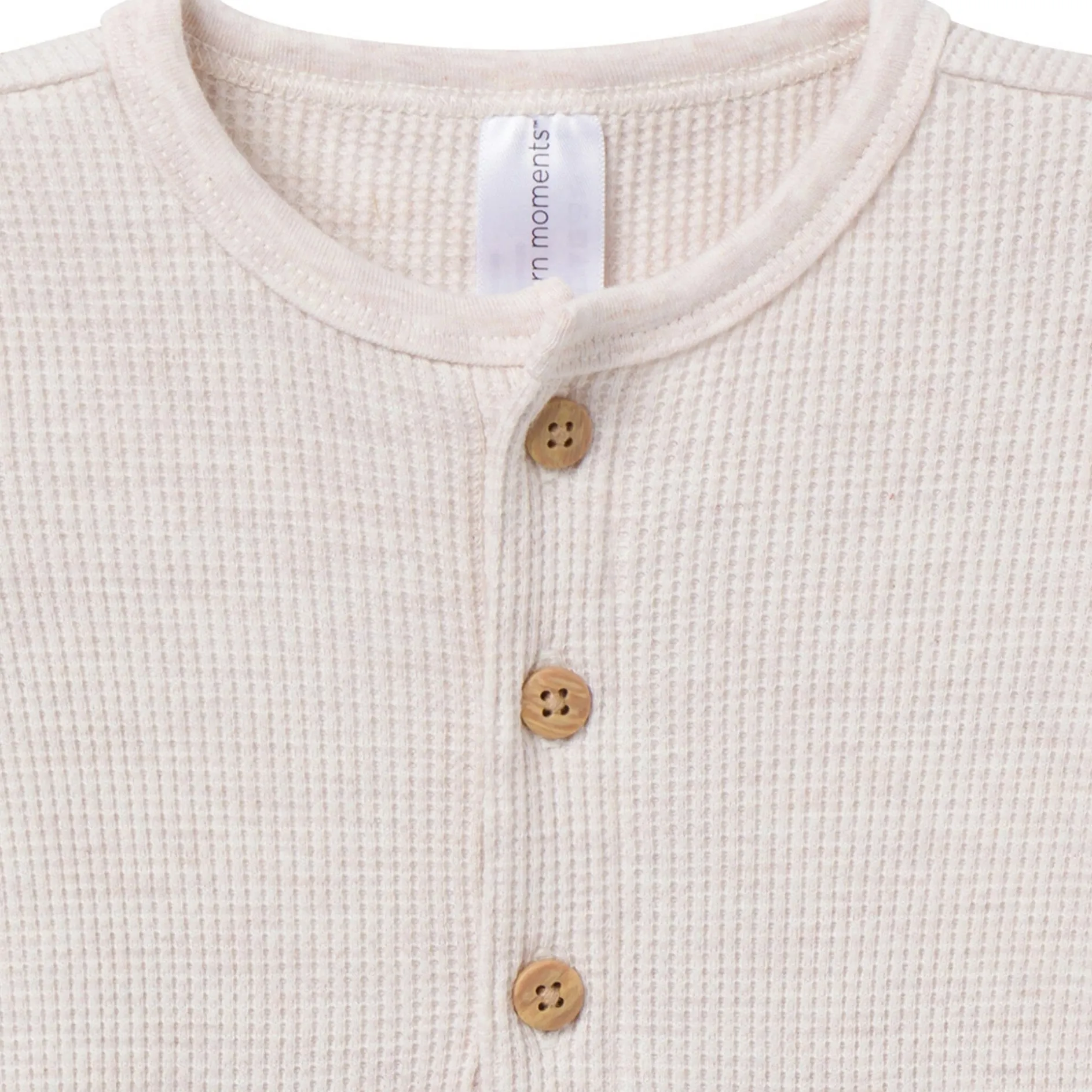 Baby Neutral Oatmeal Heather Kangaroo Pocket Waffle Romper