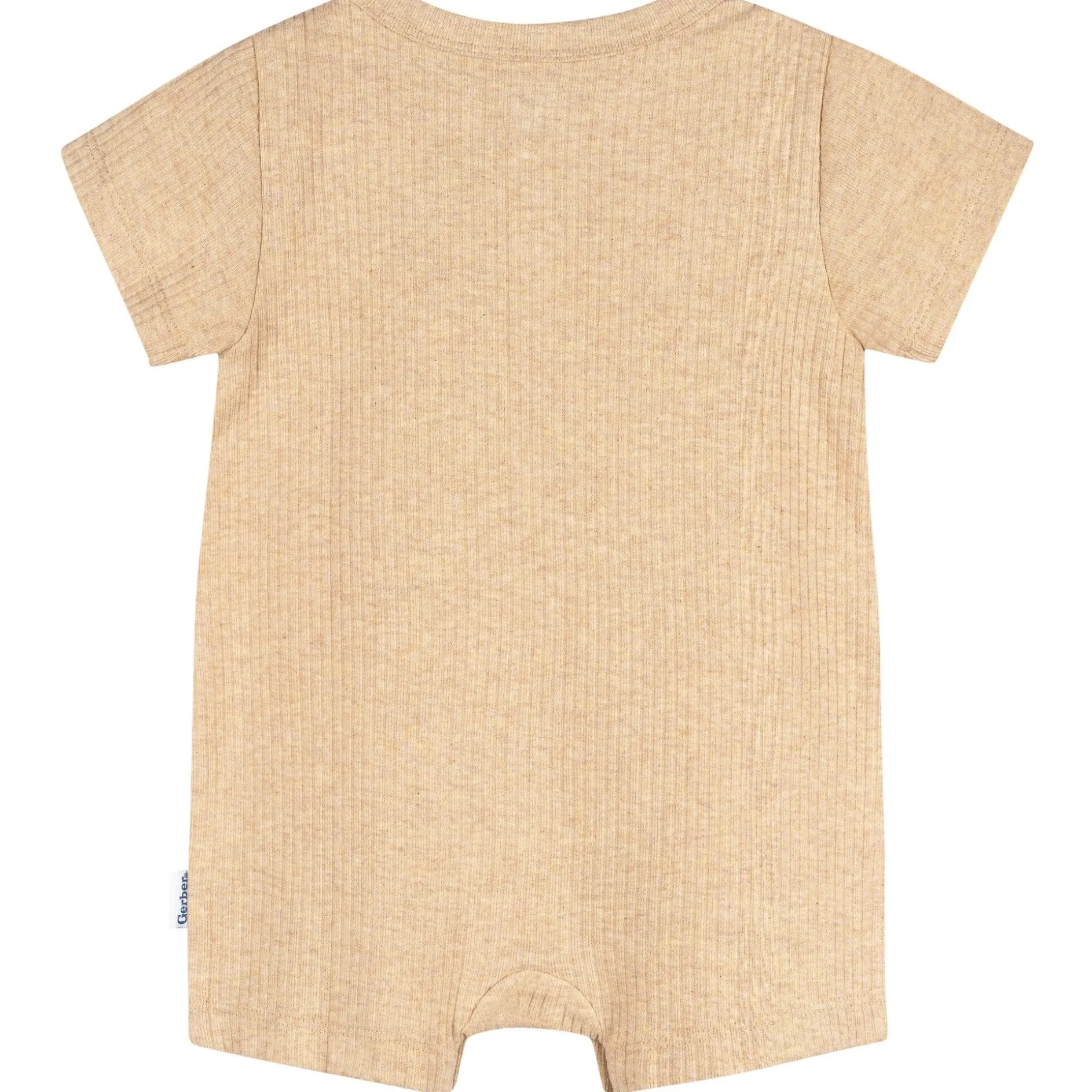 Baby Neutral Oatmeal Heather Short Sleeve Henley Romper