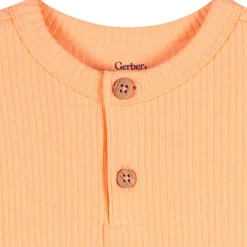 Baby Neutral Peach Short Sleeve Henley Romper