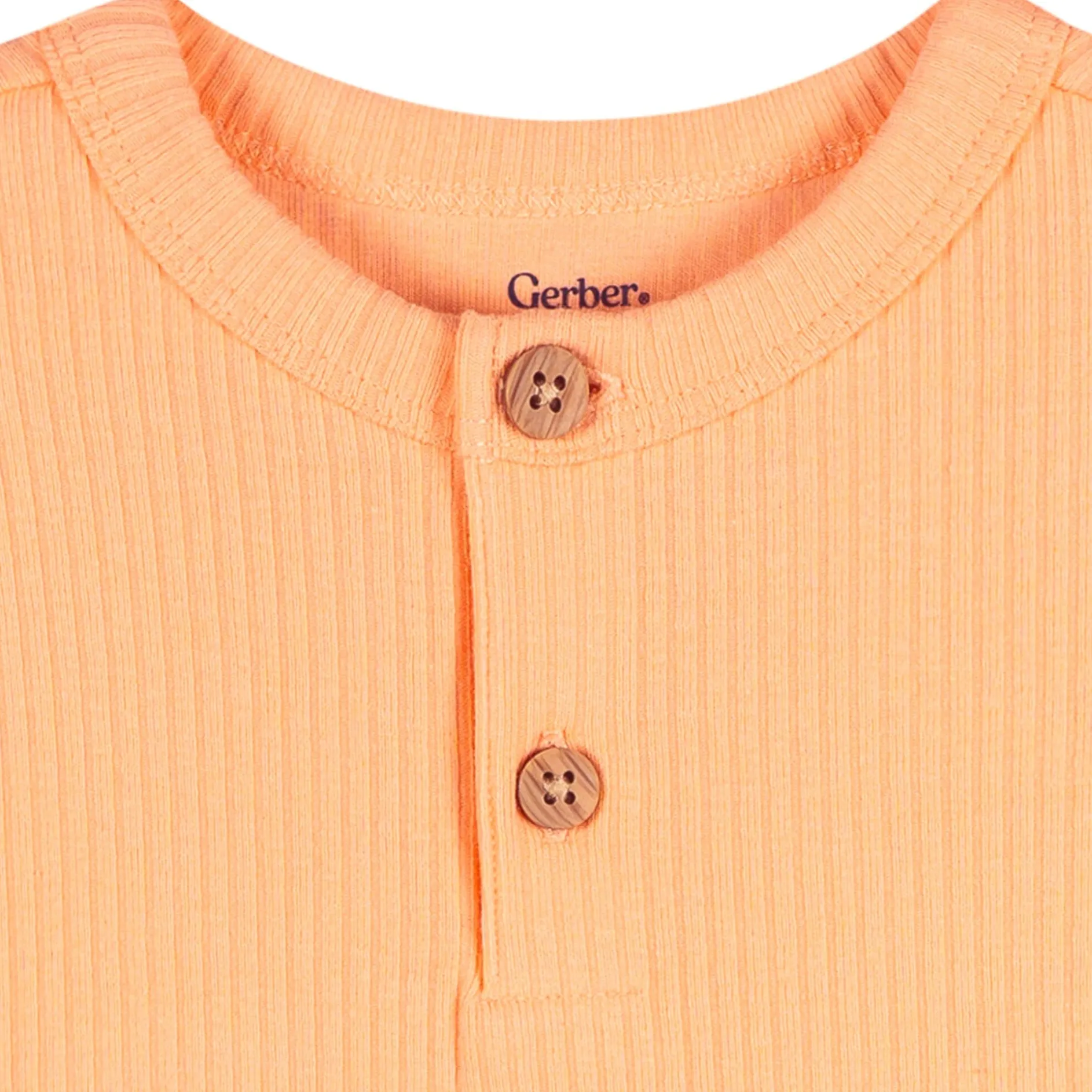 Baby Neutral Peach Short Sleeve Henley Romper