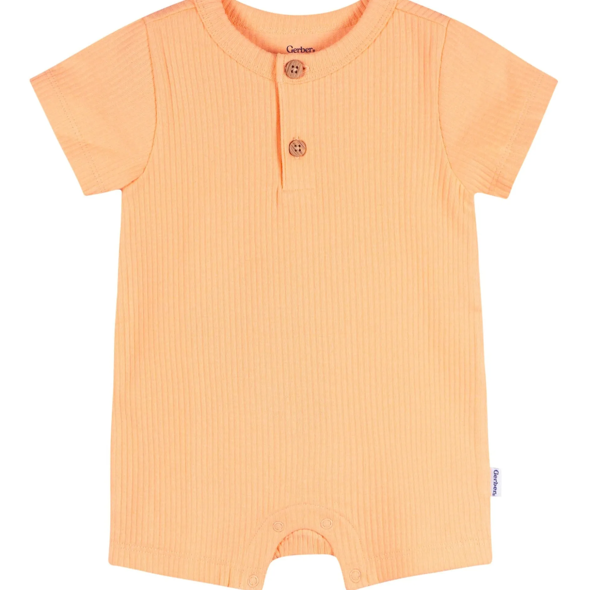 Baby Neutral Peach Short Sleeve Henley Romper