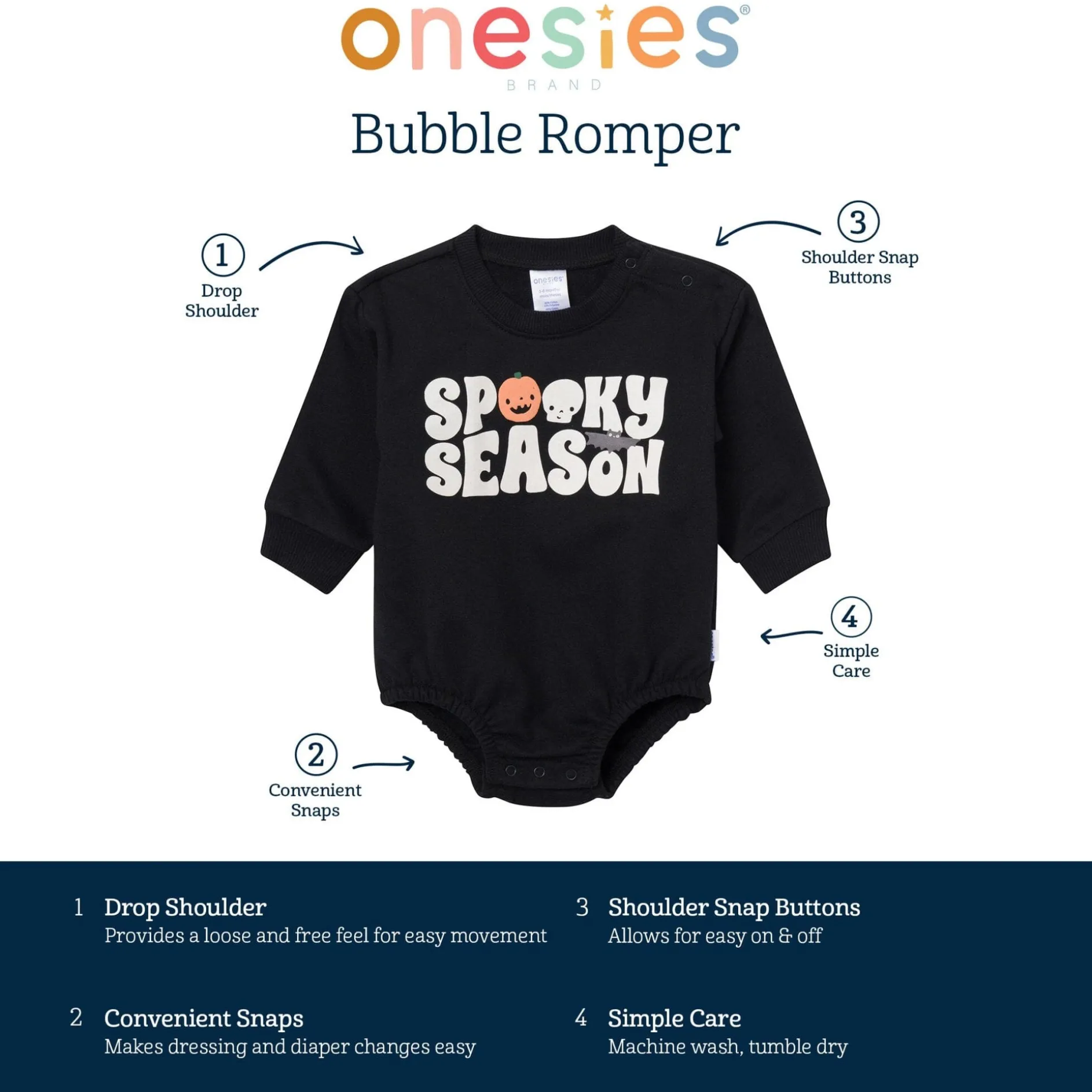 Baby Neutral Spooky Season Sweatshirt Bubble Romper