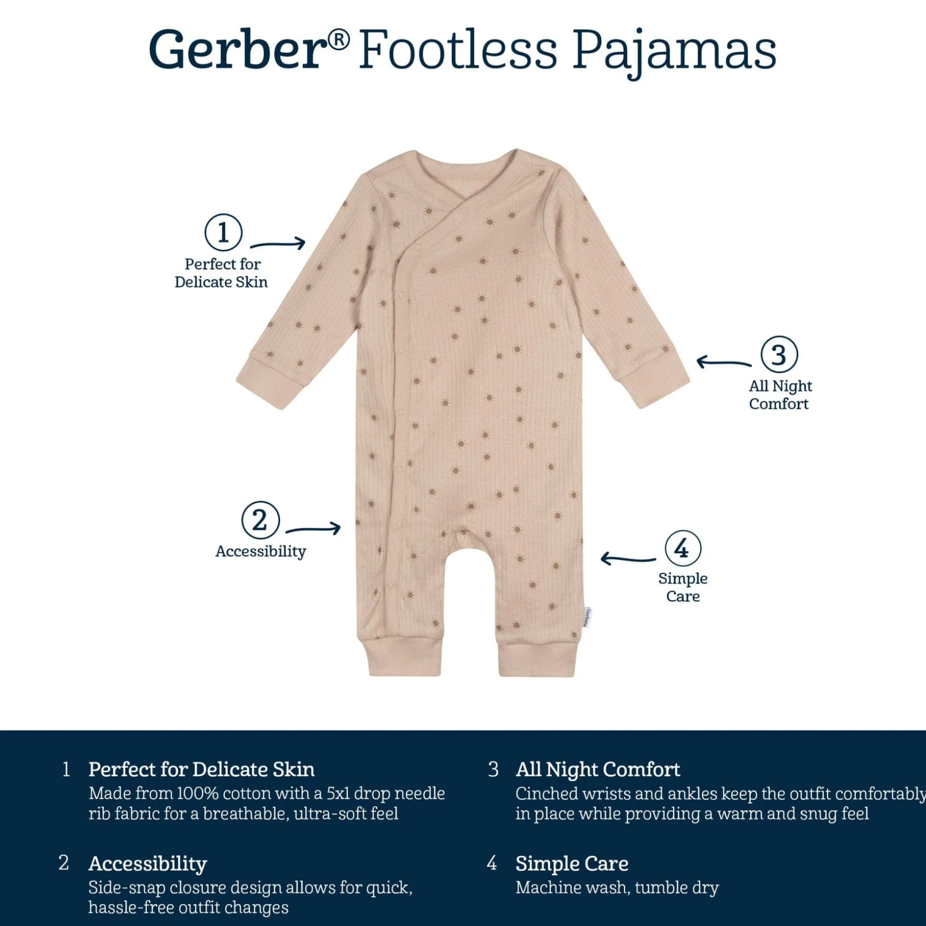 Baby Neutral Suns Footless Pajamas