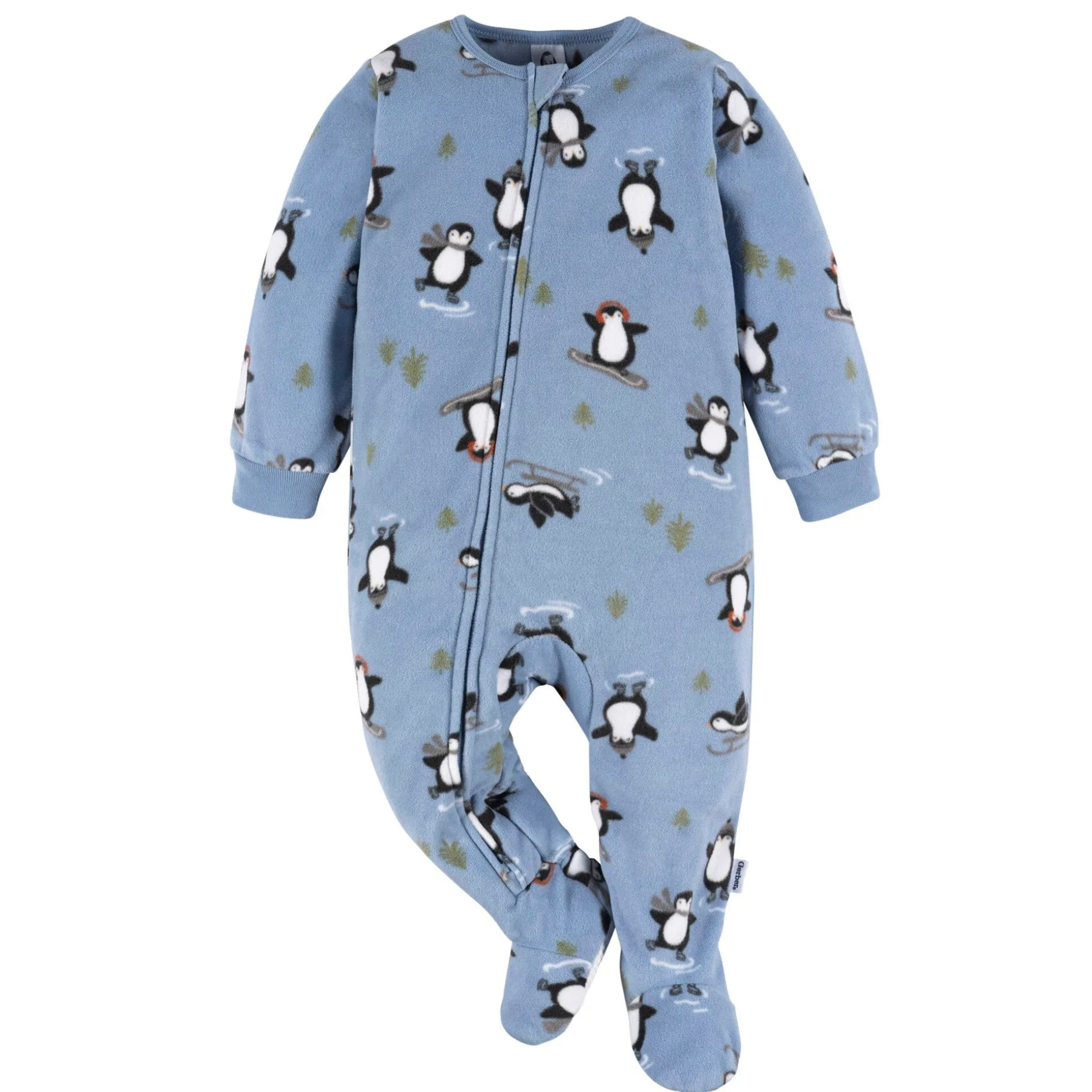 Baby & Toddler Boys Blue Penguins Footed Fleece Pajamas