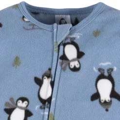 Baby & Toddler Boys Blue Penguins Footed Fleece Pajamas