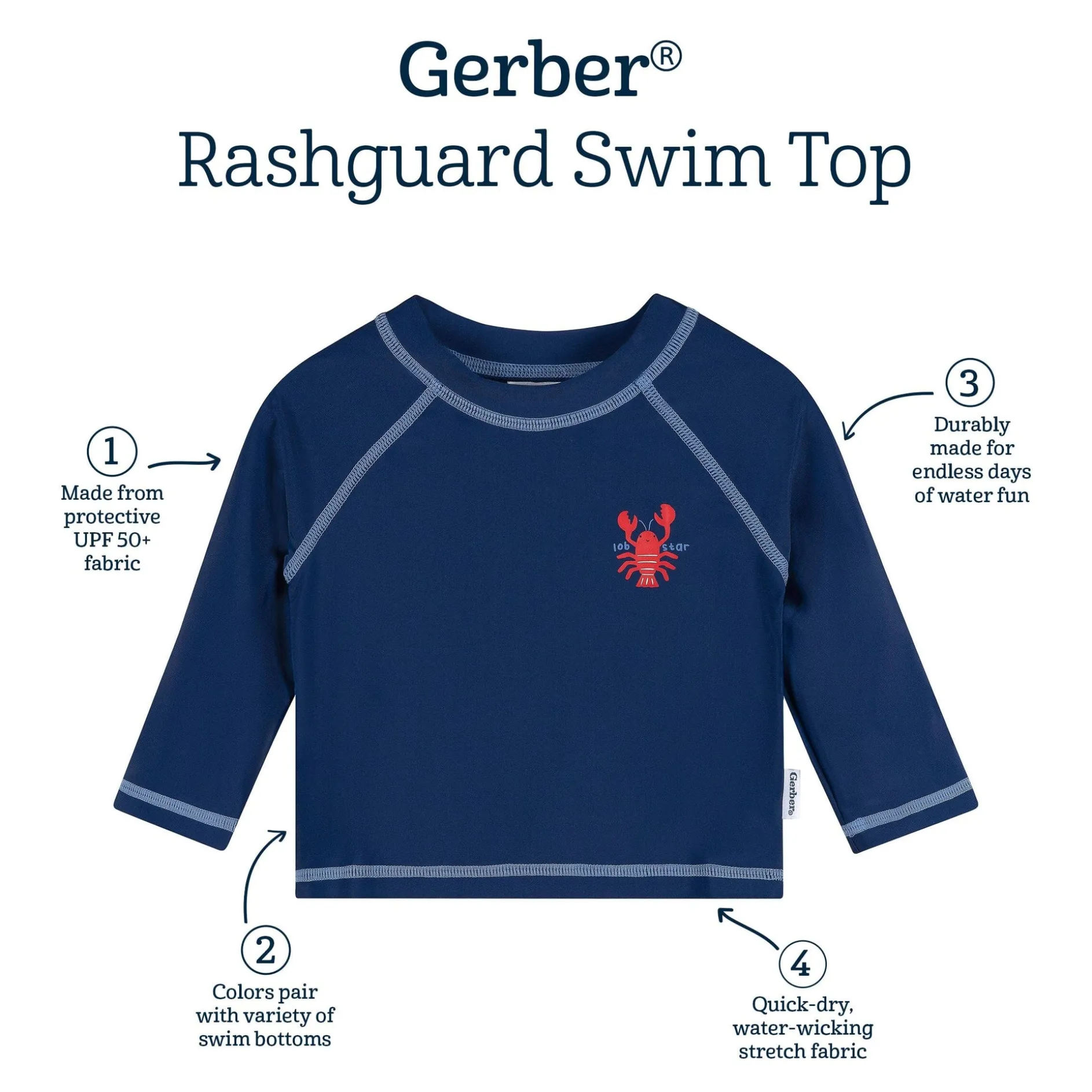 Baby & Toddler Boys UPF 50+ Lobster Rash Guard