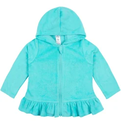 Baby & Toddler Girls Aqua Hooded Zip Front Terry Swim Coverup