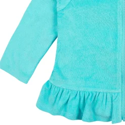 Baby & Toddler Girls Aqua Hooded Zip Front Terry Swim Coverup