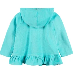 Baby & Toddler Girls Aqua Hooded Zip Front Terry Swim Coverup