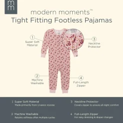 Baby & Toddler Girls Light Rose Floral Snug Fit Footless Pajamas