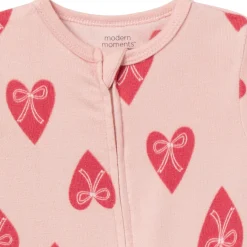 Baby & Toddler Girls Pink Hearts Snug Fitting Footless Hacci Pajamas