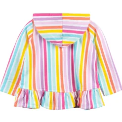 Baby & Toddler Girls Rainbow Hooded Zip Front Terry Swim Coverup