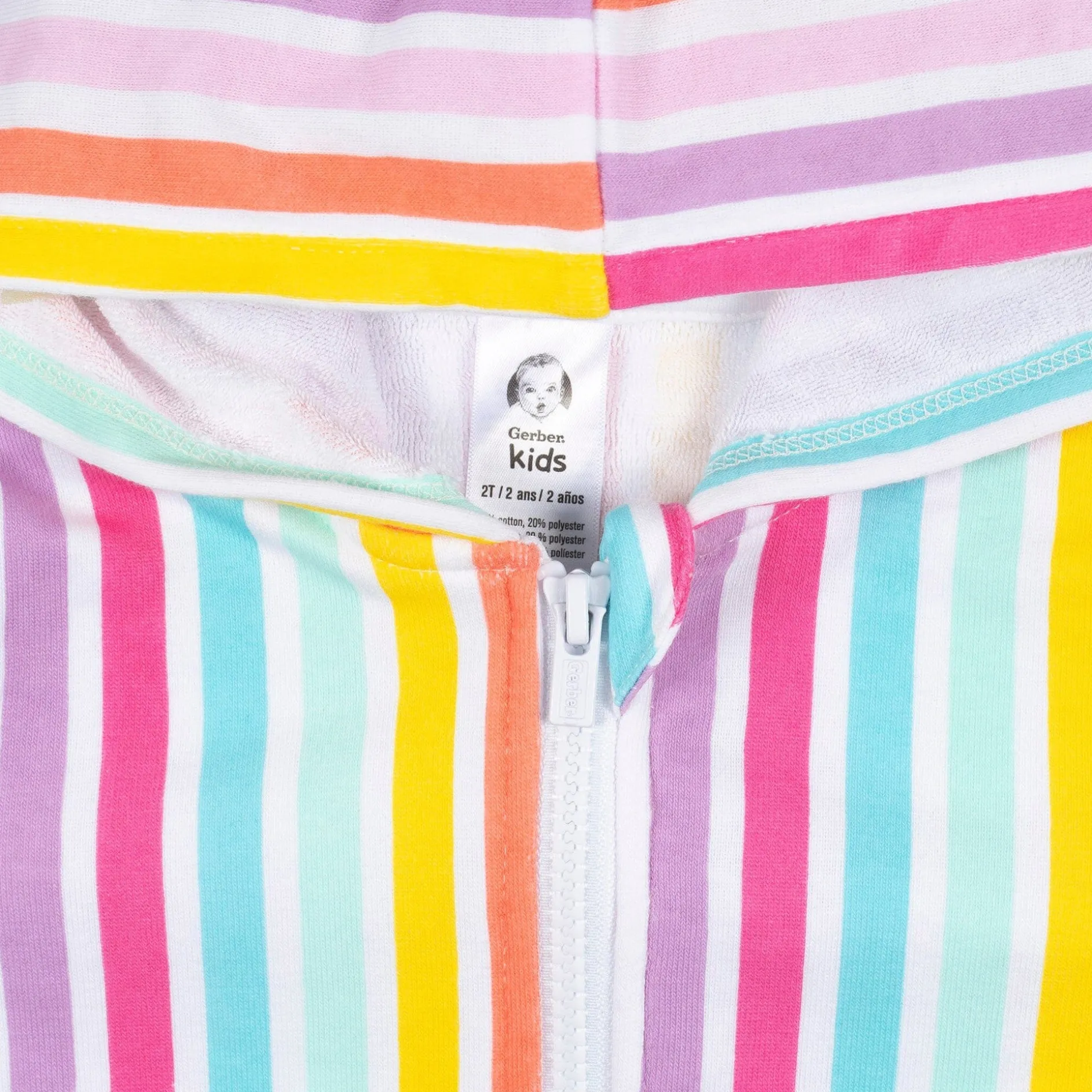 Baby & Toddler Girls Rainbow Hooded Zip Front Terry Swim Coverup