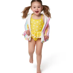 Baby & Toddler Girls Rainbow Hooded Zip Front Terry Swim Coverup