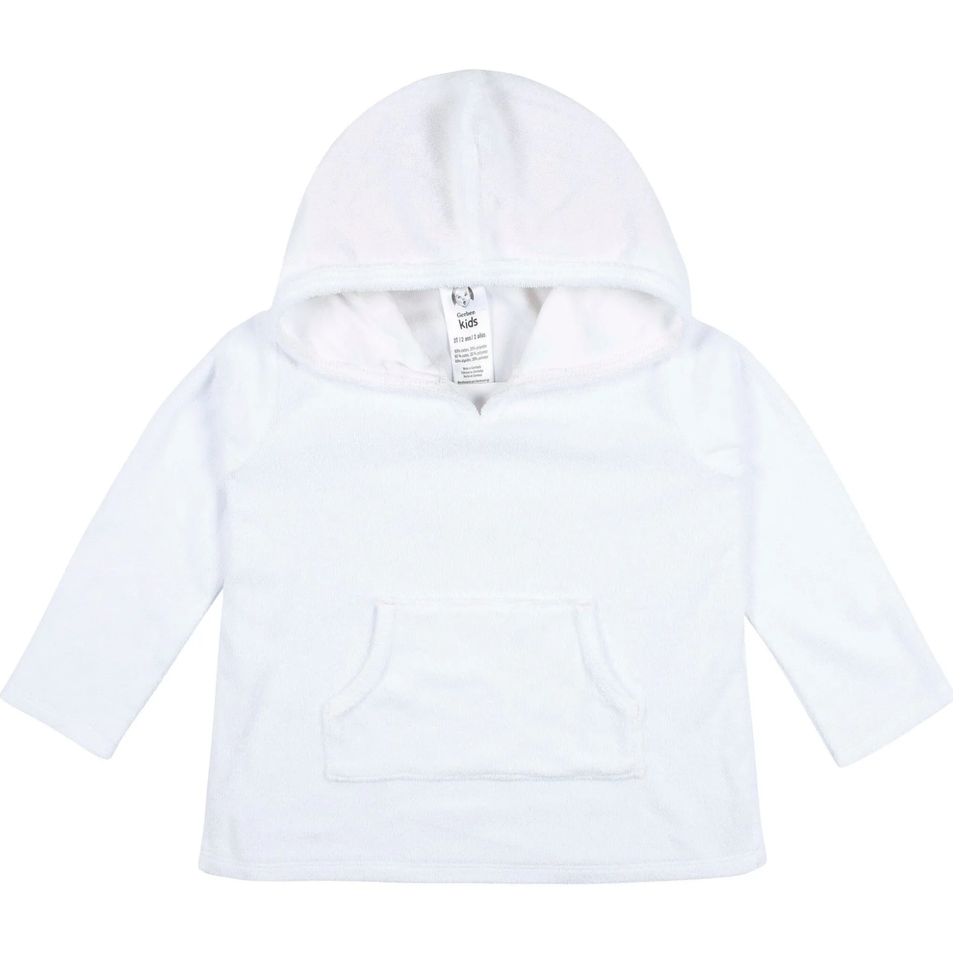 Baby & Toddler Girls White Hooded Kangaroo Pocket Terry Coverup