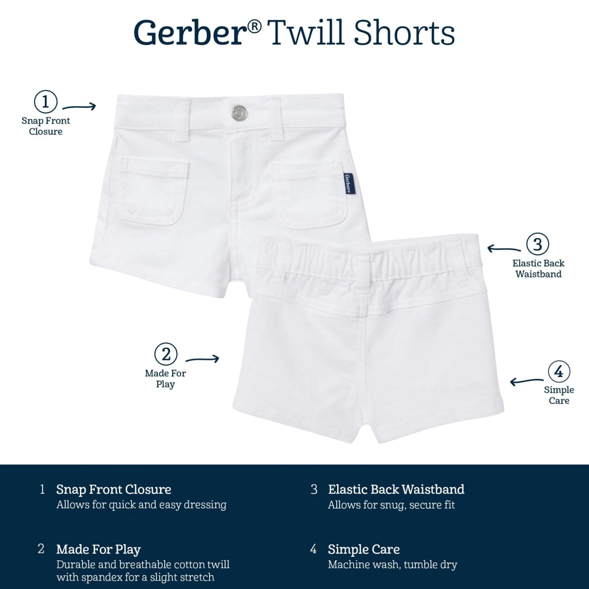 Baby & Toddler Girls White Twill Shorts