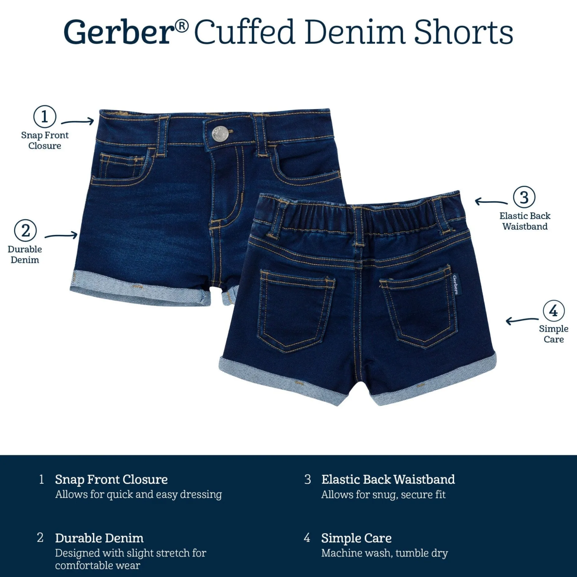 Baby & Toddler Neutral Dark Wash Cuffed Denim Shorts