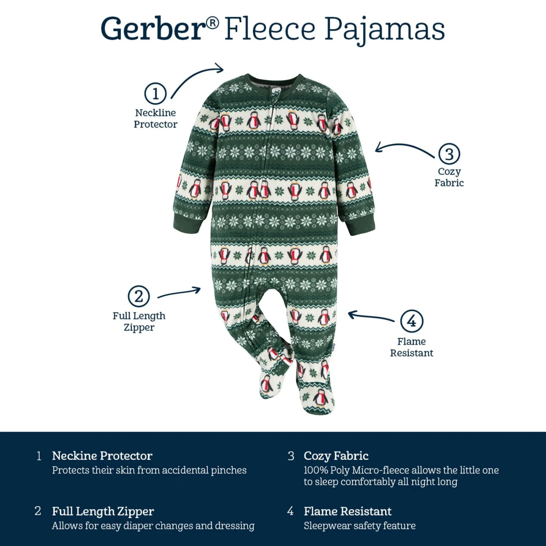 Baby & Toddler Neutral Green Fair Isle Footed Fleece Pajamas