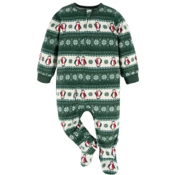 Baby & Toddler Neutral Green Fair Isle Footed Fleece Pajamas