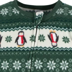 Baby & Toddler Neutral Green Fair Isle Footed Fleece Pajamas