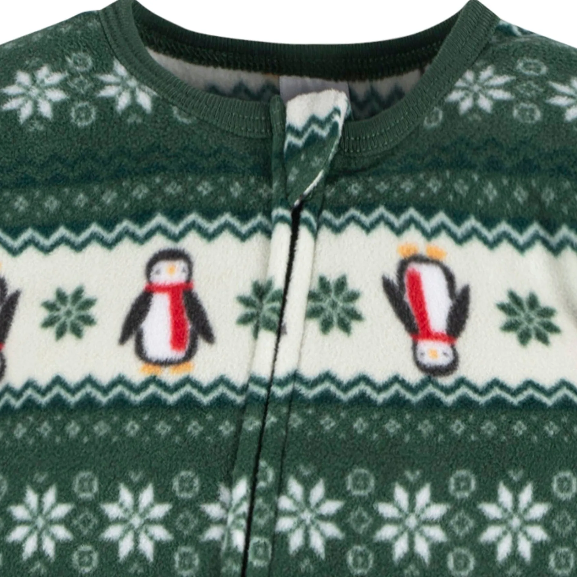 Baby & Toddler Neutral Green Fair Isle Footed Fleece Pajamas