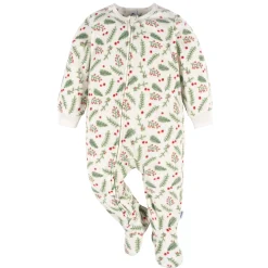 Baby & Toddler Neutral Mistletoe Footed Fleece Pajamas