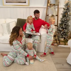 Baby & Toddler Neutral Oh What Fun Fair Isle Hacci Snug Fit Footed Pajamas