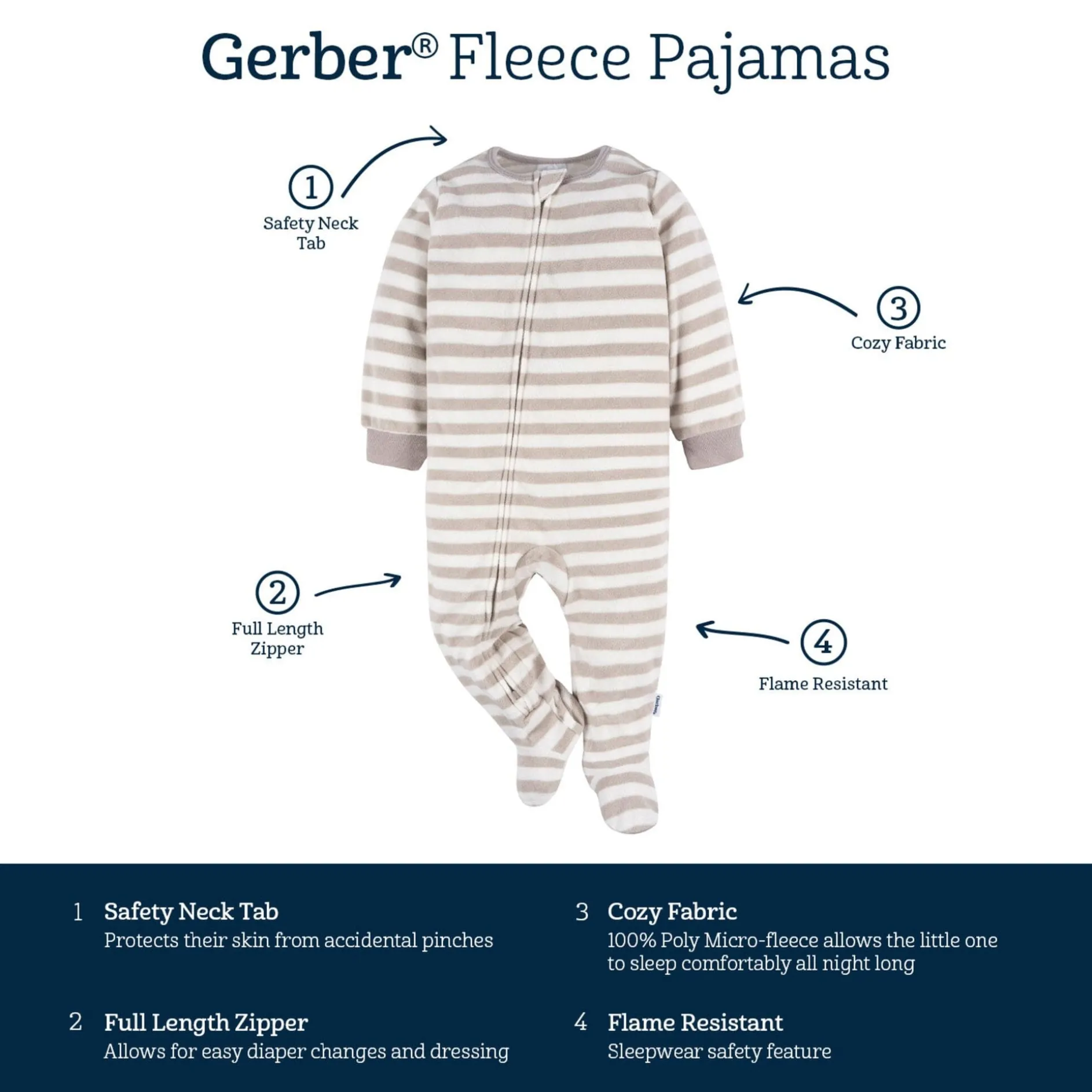 Baby & Toddler Neutral Safari Animals Footed Fleece Pajamas