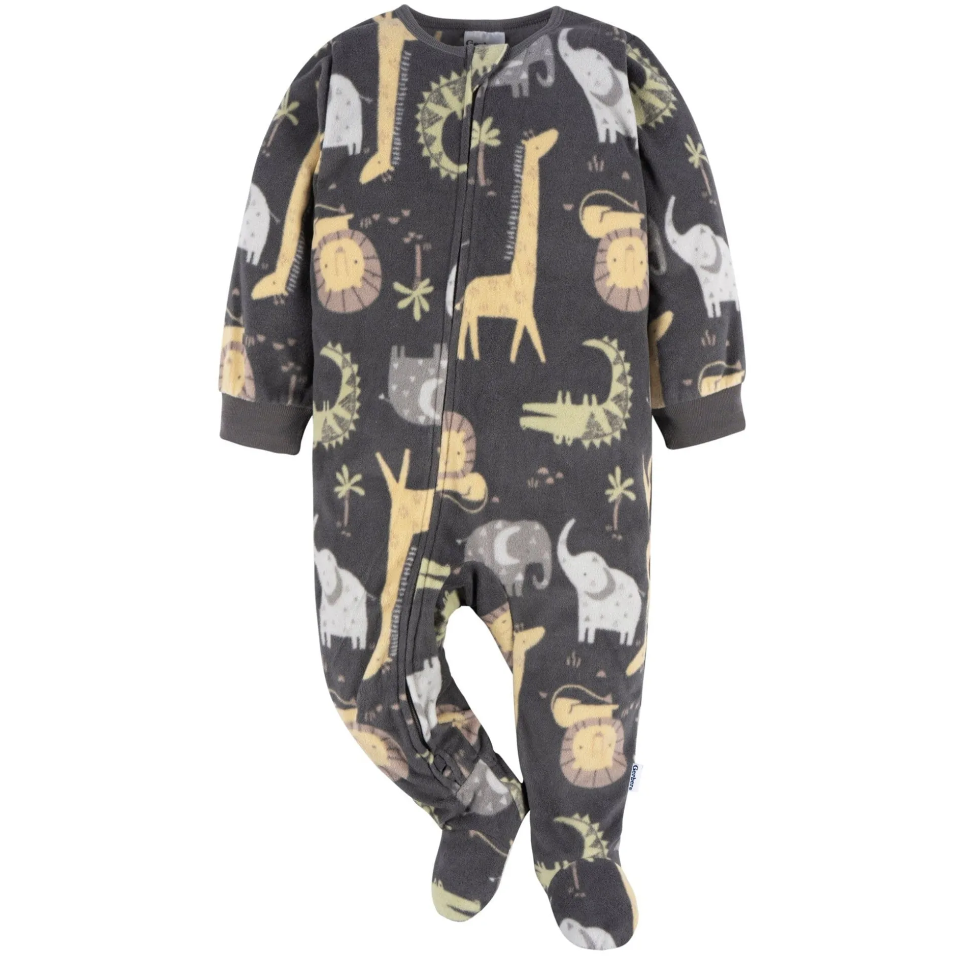 Baby & Toddler Neutral Safari Animals Footed Fleece Pajamas