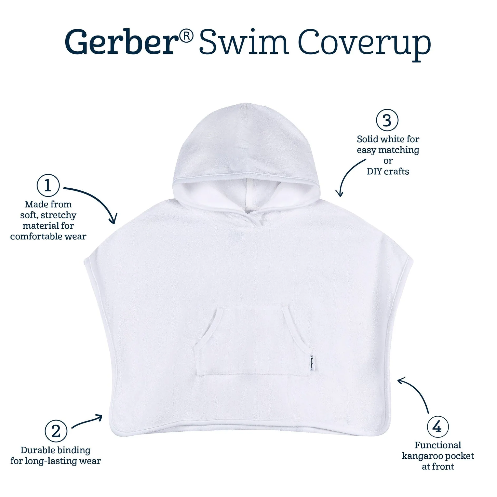Baby & Toddler Neutral White Hooded Swim Coverup