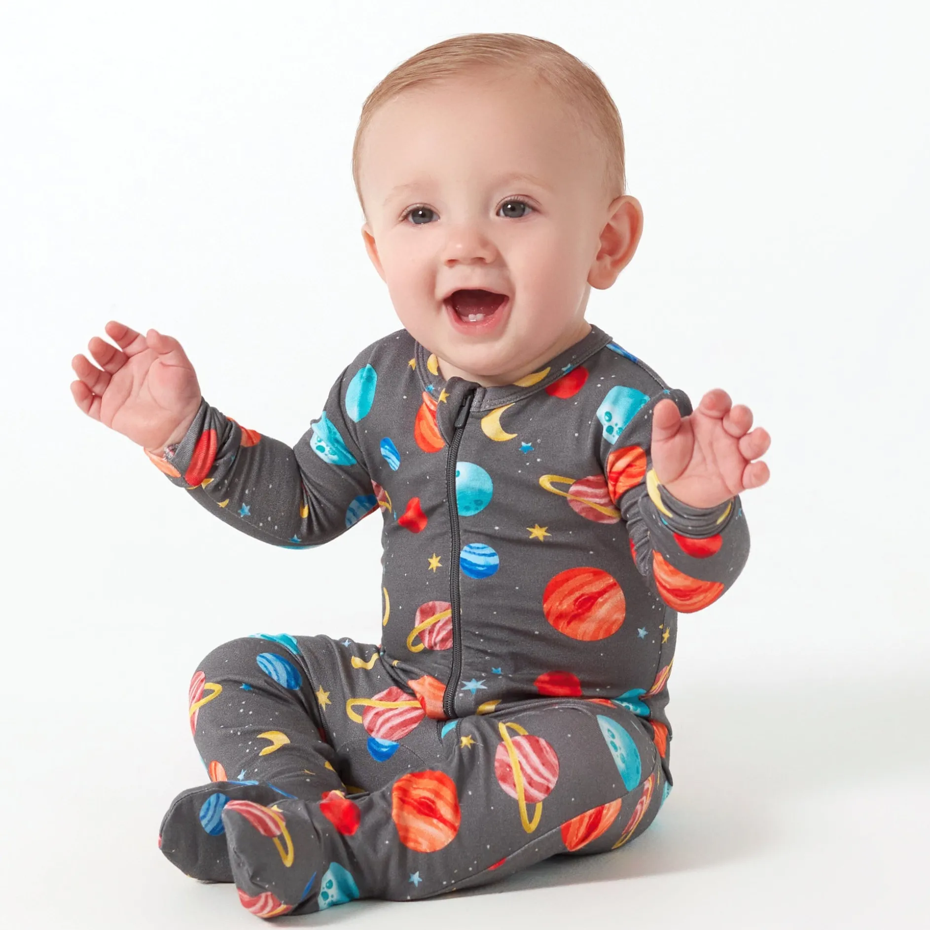 Baby & Toddler Outer Space Buttery Soft Viscose Made from Eucalyptus Snug Fit Footed Pajamas