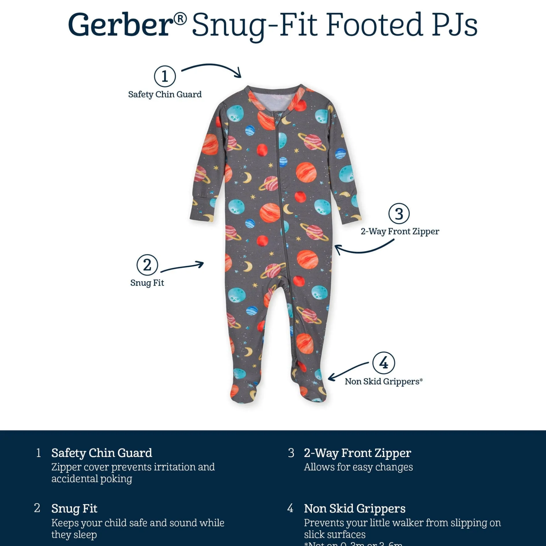 Baby & Toddler Outer Space Buttery Soft Viscose Made from Eucalyptus Snug Fit Footed Pajamas