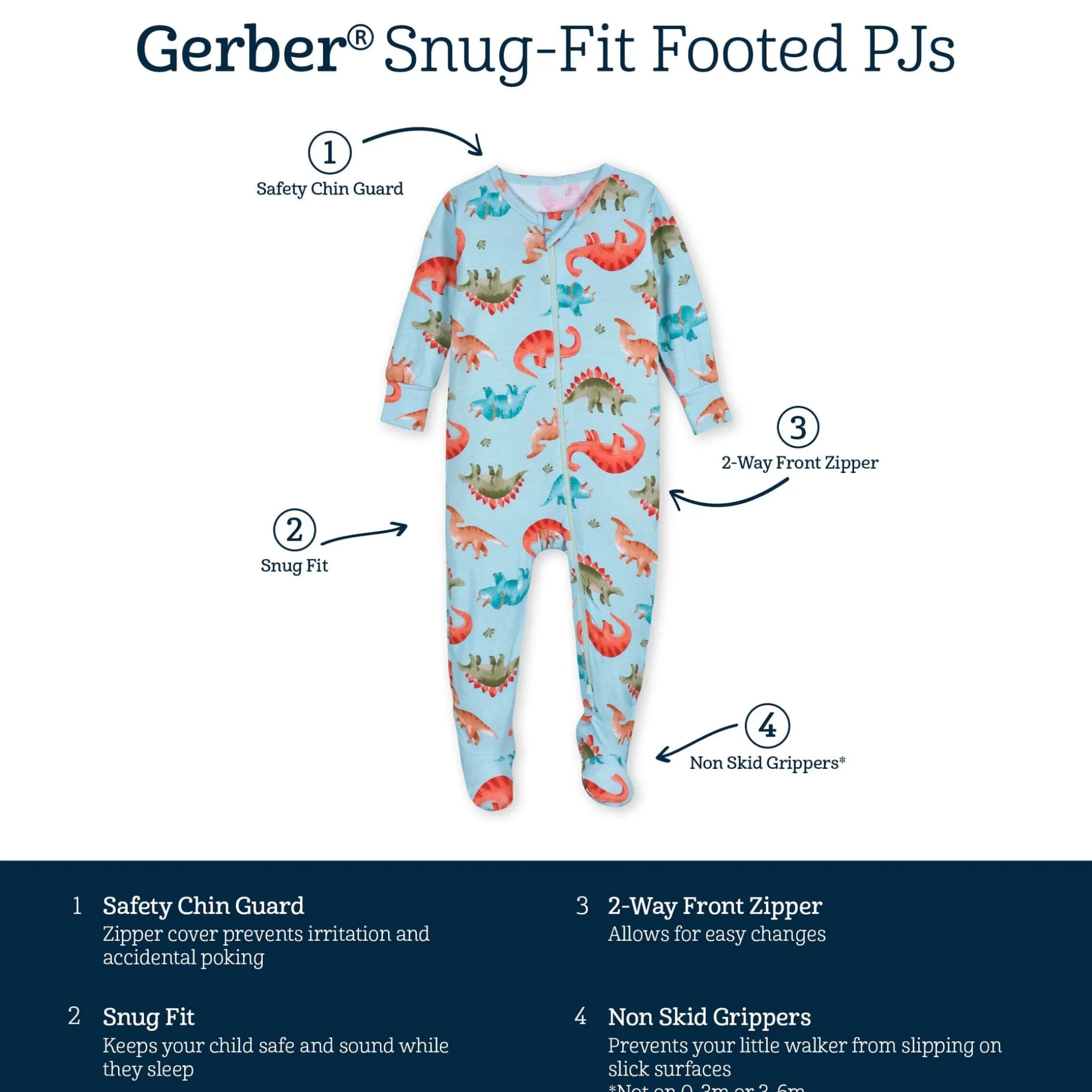 Baby & Toddler Snugosaurous Buttery Soft Viscose Made from Eucalyptus Snug Fit Footed Pajamas