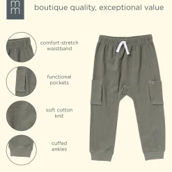 Boys Dark Green Cargo Pocket Sweatpants