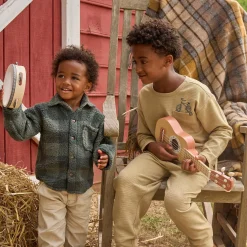 Boys Green Plaid Sherpa Jacket