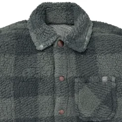 Boys Green Plaid Sherpa Jacket