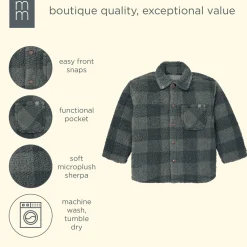 Boys Green Plaid Sherpa Jacket