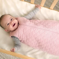 Embroidered Baby Girls Pink Heather Quilted Jersey Wearable Blanket