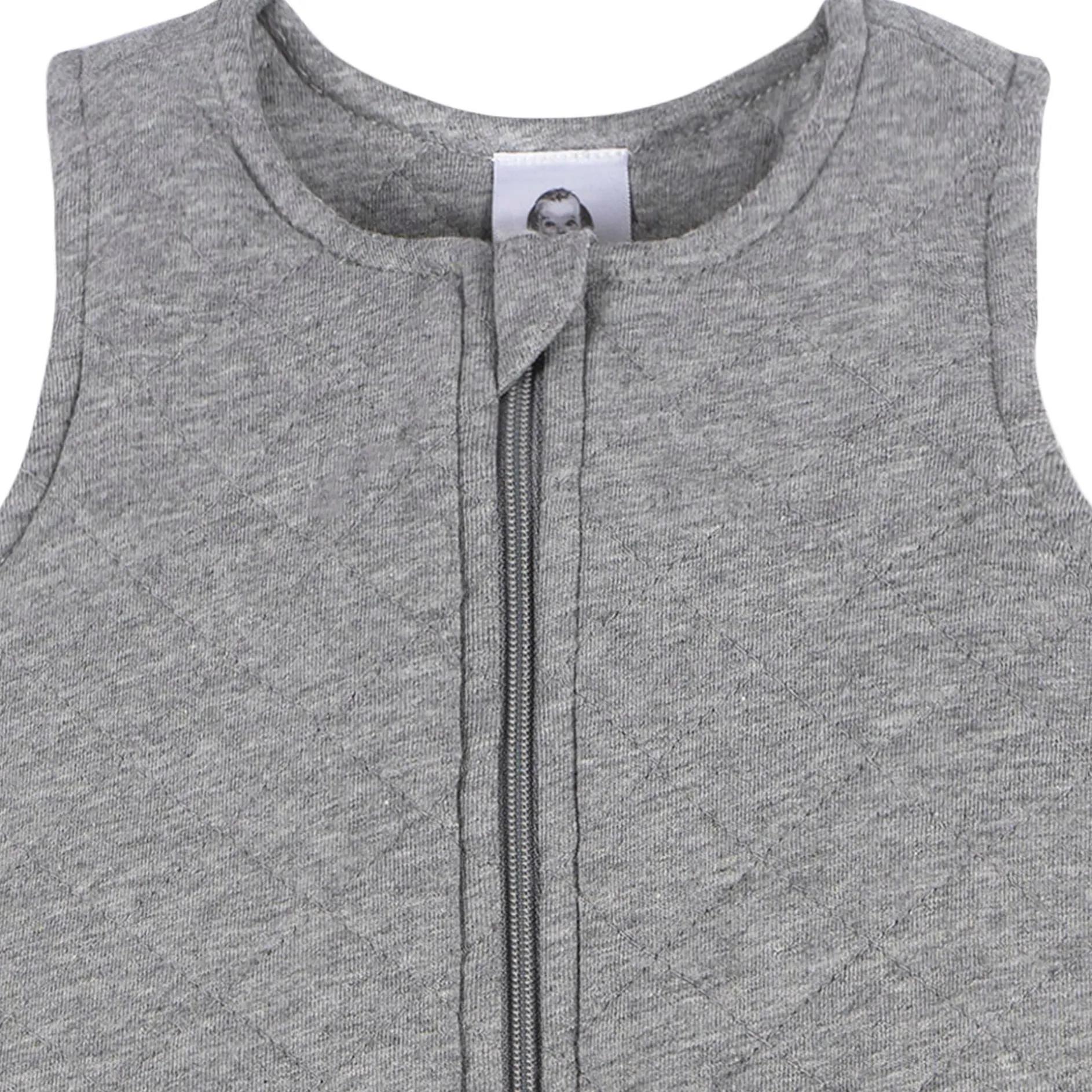 Embroidered Baby Neutral Grey Heather Quilted Jersey Wearable Blanket