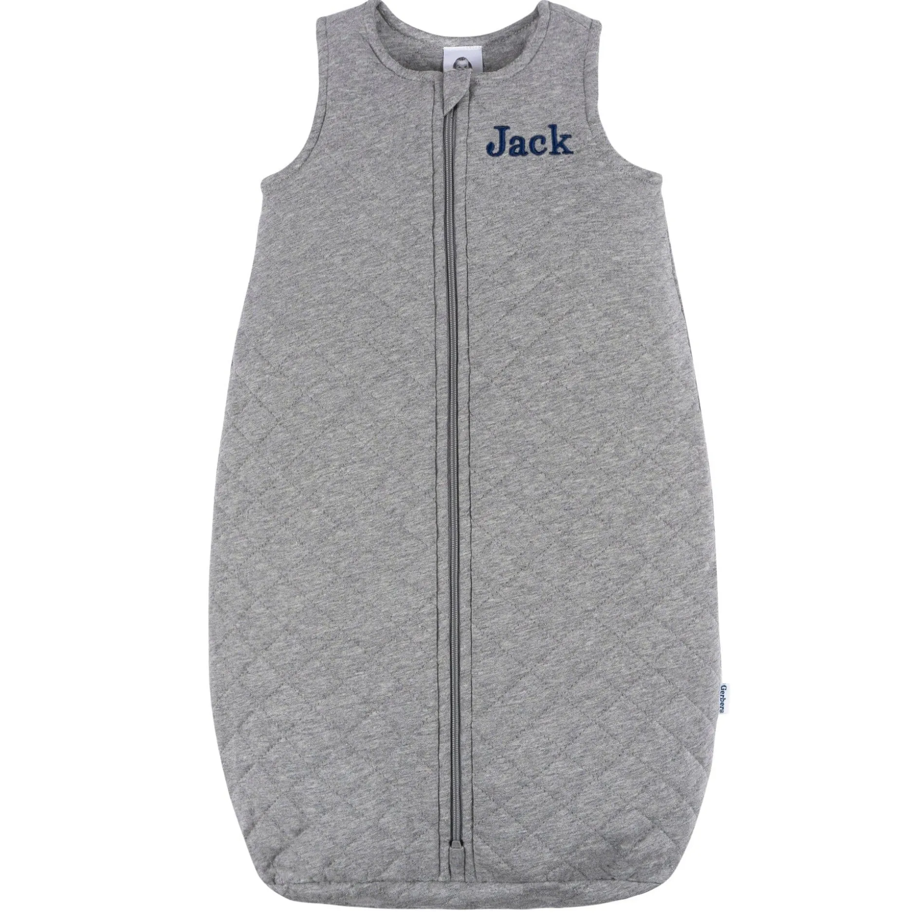 Embroidered Baby Neutral Grey Heather Quilted Jersey Wearable Blanket