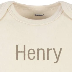 Embroidered Baby Neutral Natural Premium Short Sleeve Onesies® Bodysuit