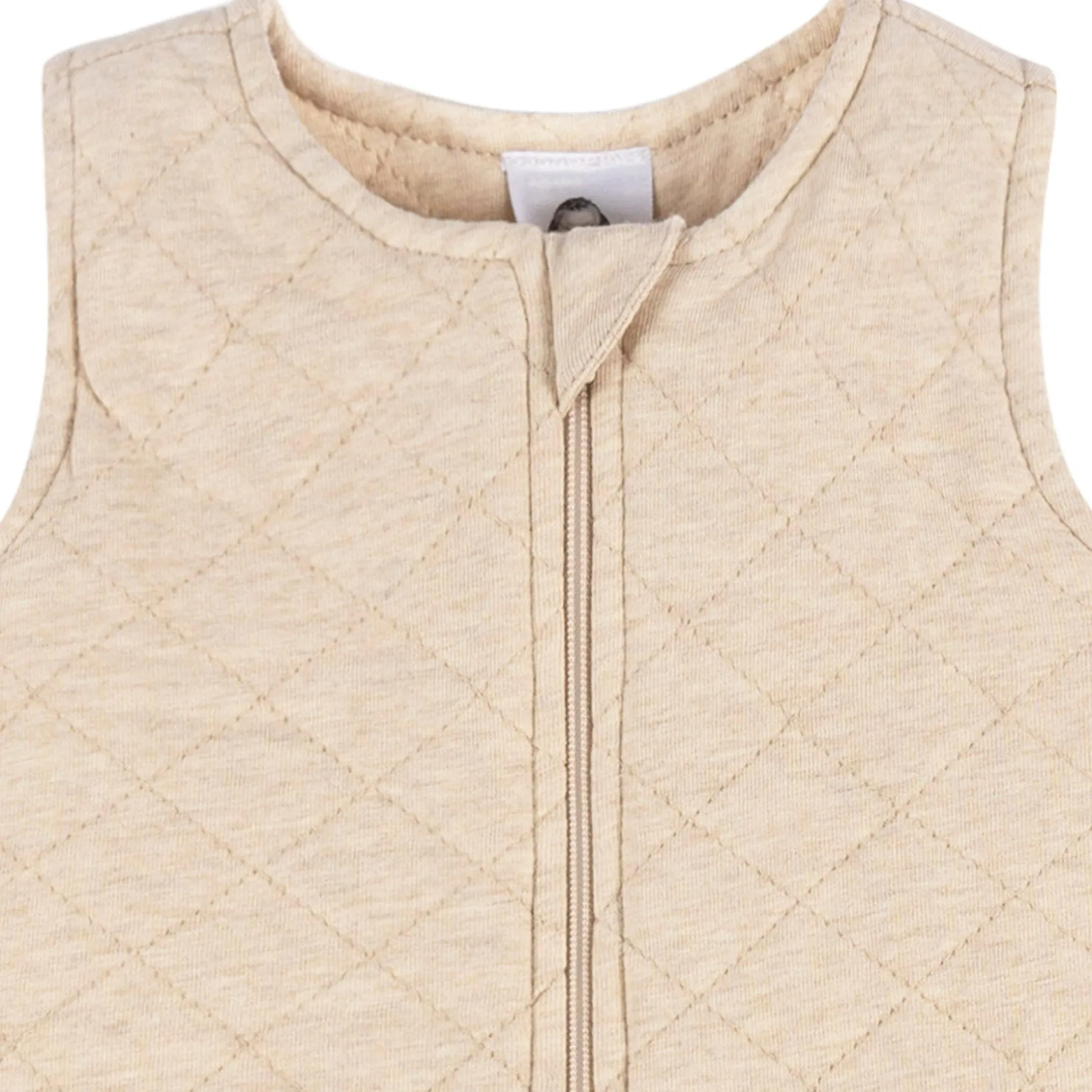 Embroidered Baby Neutral Oatmeal Heather Quilted Jersey Wearable Blanket