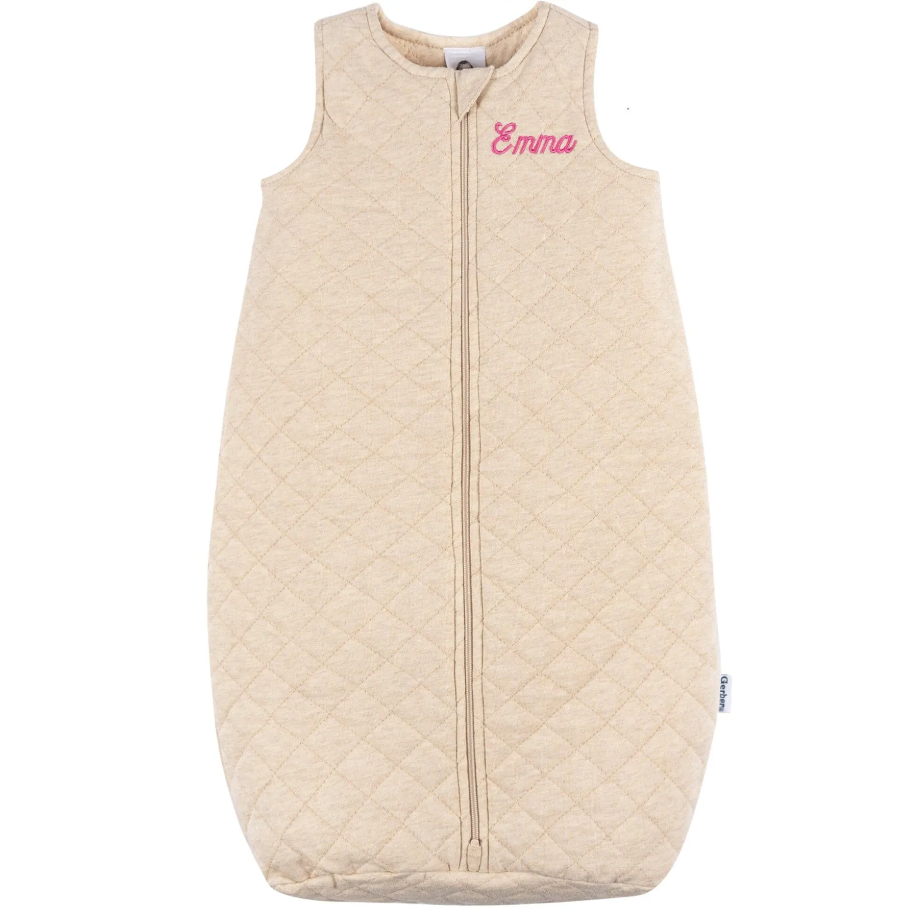 Embroidered Baby Neutral Oatmeal Heather Quilted Jersey Wearable Blanket